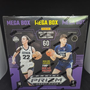 Panini Prizm Draft Picks 2024-25 NBA Mega Box Exclusive - Neu ab Werk versiegelt - 12 Red Ice Prizms - Chase Caitlin Clark Rookie Karte