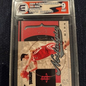 Yao Ming 2004 Fleer Throwbacks #13/15 Nostalgia Insert Card Serial Numbered #0845/2002 - ECG 9 Mint Plus