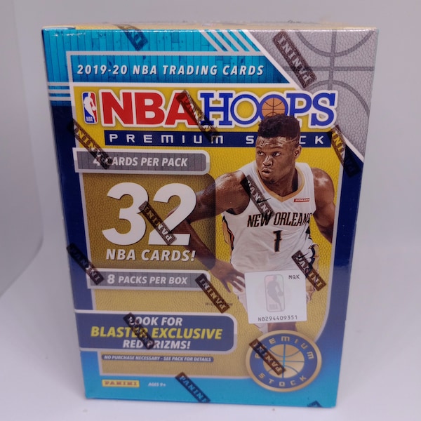 Panini NBA Hoops Premium Stock 2019-20 Basketball NBA Blaster Hobby Box - 32 Cards, 8 Silver or Red Prizm Cards