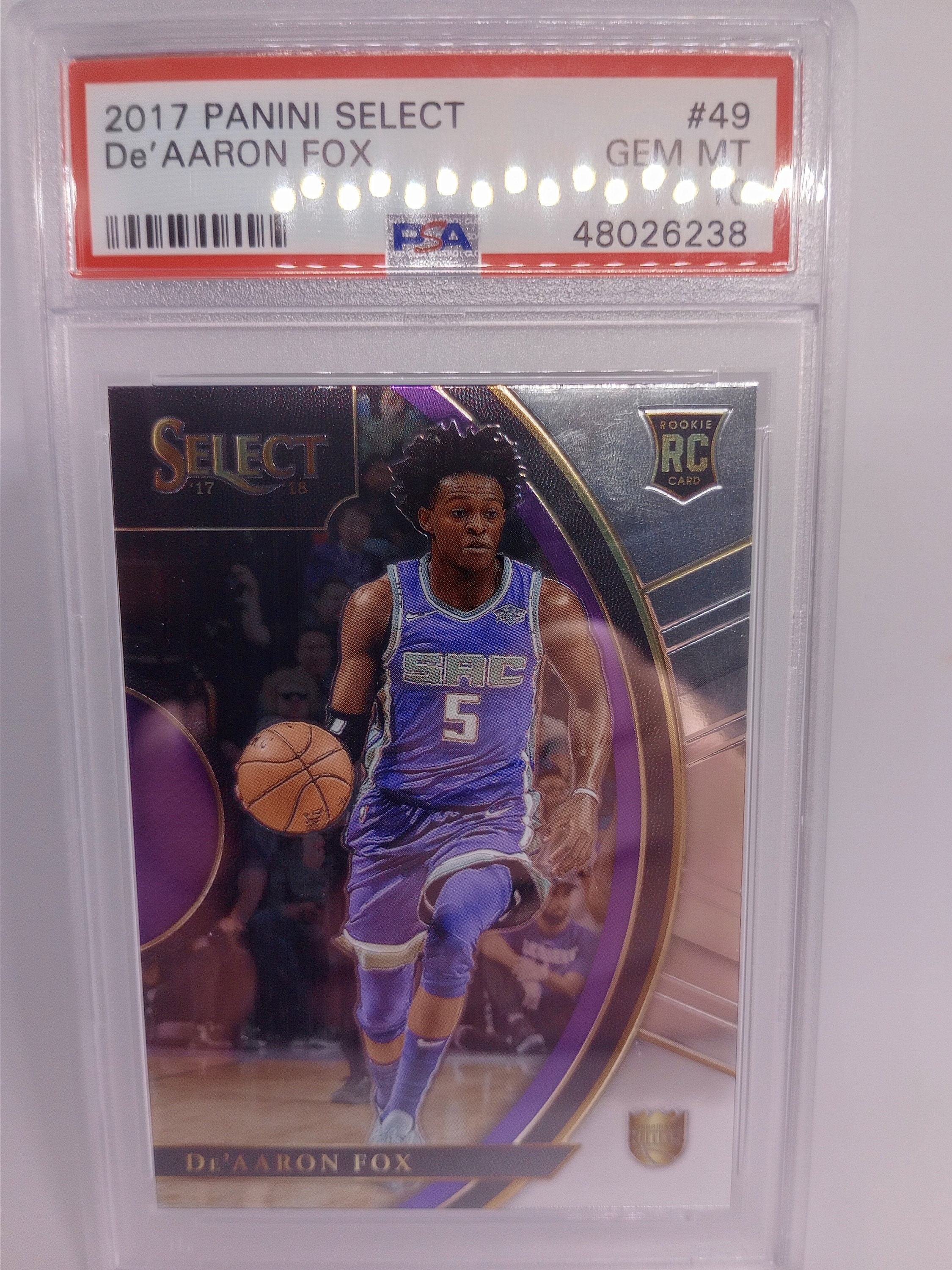 De'aaron Fox 2017 Panini Select #49 Rookie Card - PSA 10 Gem Mint