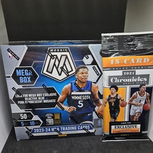 Exclusivité Panini Mosaic 2023-24 NBA Mega Box - Neuve scellée - 10 prix Mosaic garantis + Pack géant 2021 DP Chronicles DP 2021