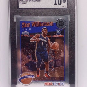 Tarjeta de homenaje a Zion Williamson 2019-20 Panini NBA Hoops Premium Stock #296, tarjeta de novato SGC 10 Gem Mint, con calificación