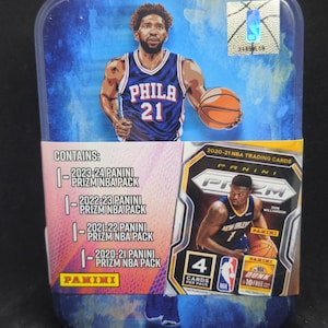 2024 NBA Championship Collection Tin - Panini Prizm 2020/21/22/23/24 - New Factory Sealed - Joel Embiid #21 - 4 Prizm Packs