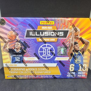 Méga boîte exclusive de basket-ball Panini Illusions NBA 2020-21 - Neuve scellée - Saphir et jaune parallèle