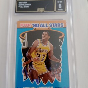 Cartão da NBA Earvin Magic Johnson 1990 Fleer All-stars #4 GMA 6 EX classificado