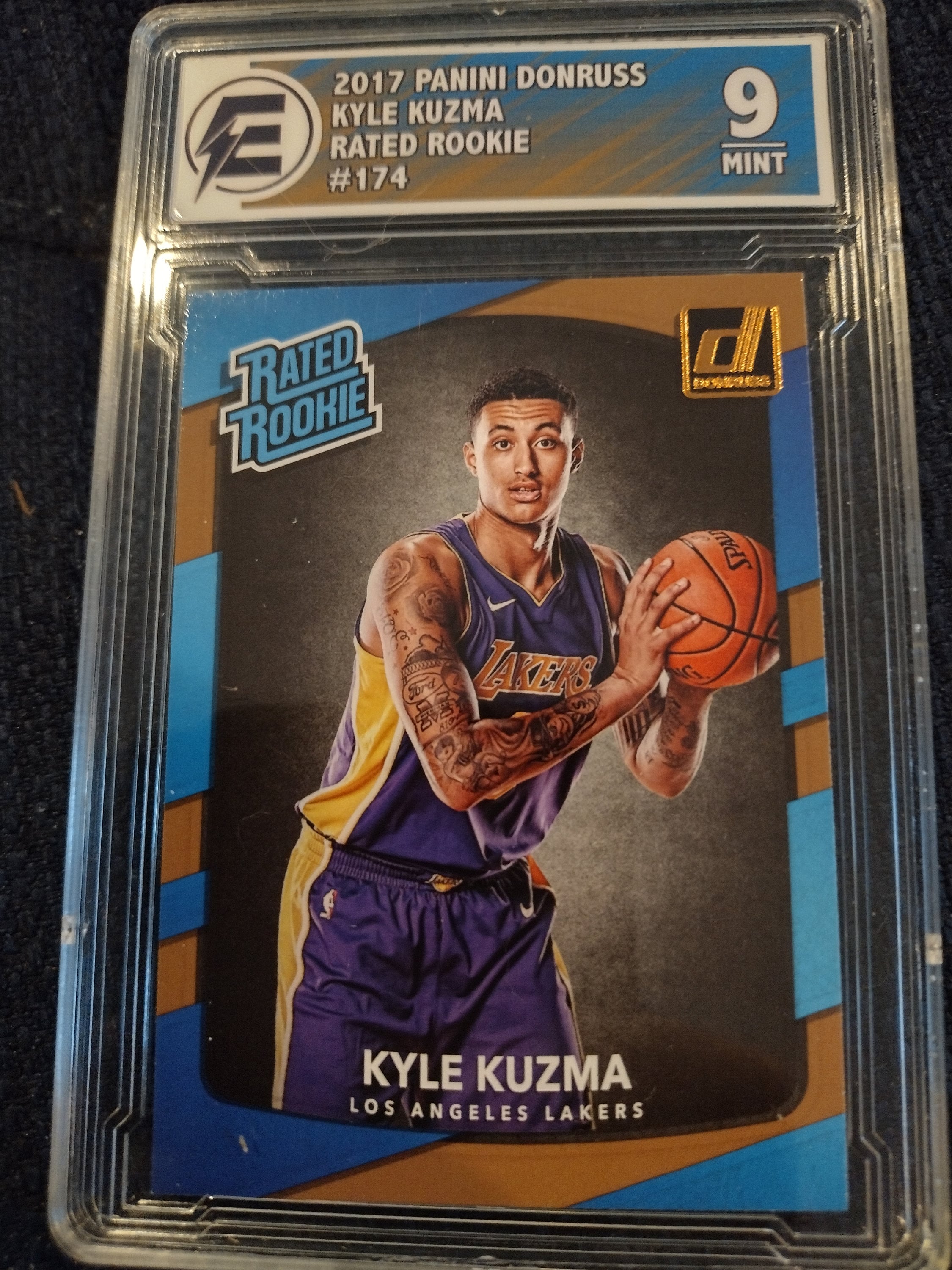 Kyle Kuzma Autographed/Signed Pro Style Baby Blue XL Jersey BAS