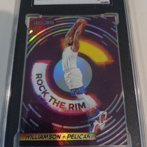 Cartão NBA Zion Williamson Panini Recon #1 Rock The Rim SGC 2020-2021, 9 anos, em perfeito estado