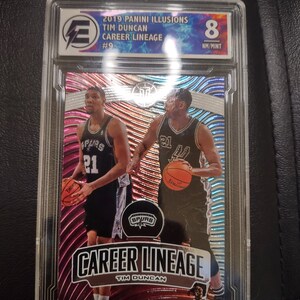 Tim Duncan 2019 Panini Illusions Career Lineage #9 ECG 8 Mint NBA Graded Card