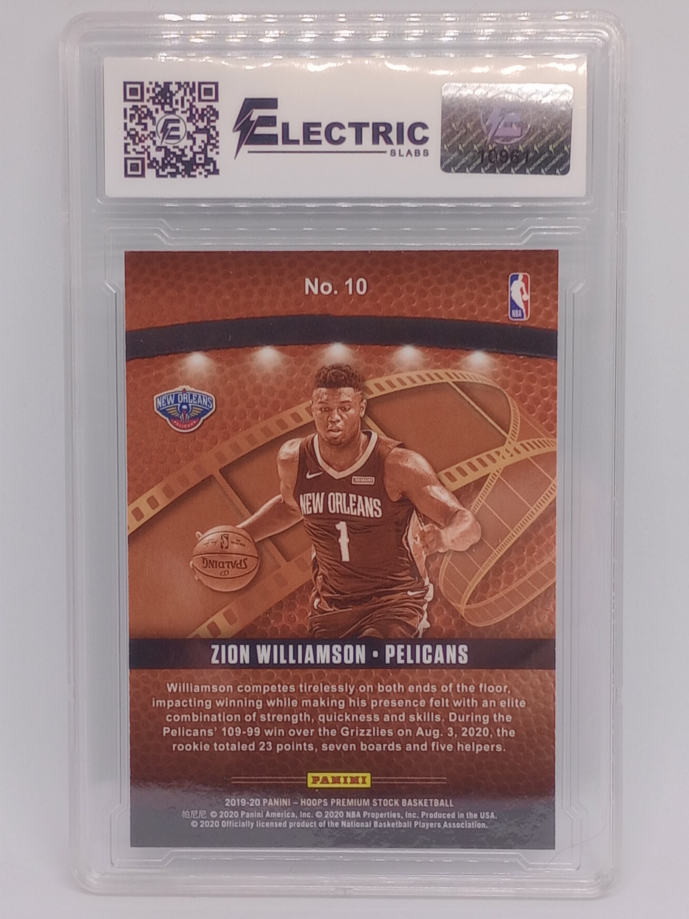 Zion Williamson 2019 Panini NBA Hoops Premium Stock #10 Zion Williamson 2019 Panini NBA Hoops Premium Stock #10