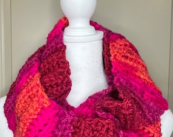 Handmade | Crochet | Infinity Scarf | Striped | Multiple Color Variations | 100% Acrylic | 50 Inches | Machine Washable