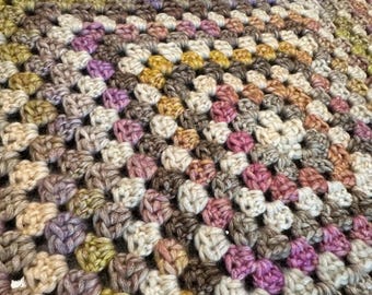 Handmade Granny Square 24” Crochet Blanket: Ombre Stroller Blanket