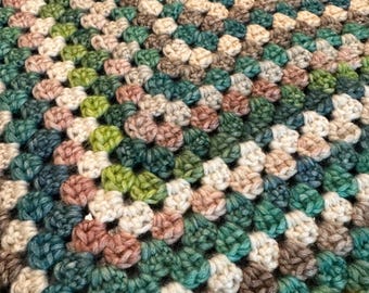 Handmade Granny Square 24” Crochet Blanket: Ombre Stroller Blanket