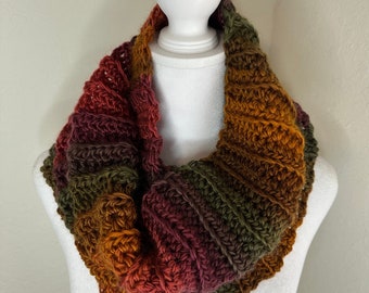 Ombré | Crochet | Handmade | Infinity Scarf | Autumn | 55 Inch | 6 Inch Width | 100% Acrylic