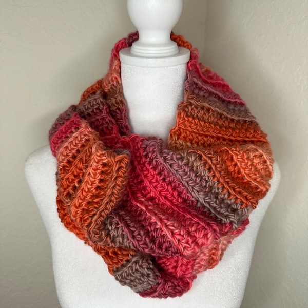 Ombré | Crochet | Handmade | Infinity Scarf | Sherbert | 55 Inch | 6 Inch Width | 100% Acrylic