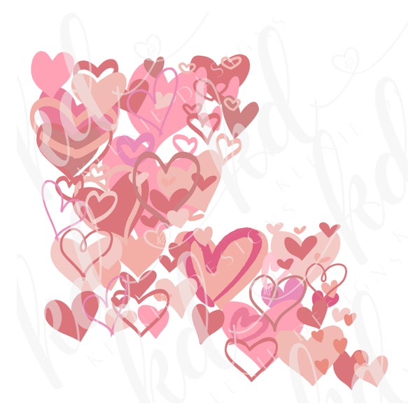 TWO Louisiana shaped Heart print PNG files; hearts in shape of Louisiana with Cher inside; Louisiana valentine’s day PnG