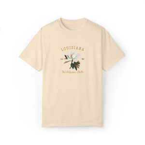 Louisiana State Flower Tee, Comfort Colors, Garment Dyed, Boho, Oversized, Vintage Tshirt; the pelican state image 4
