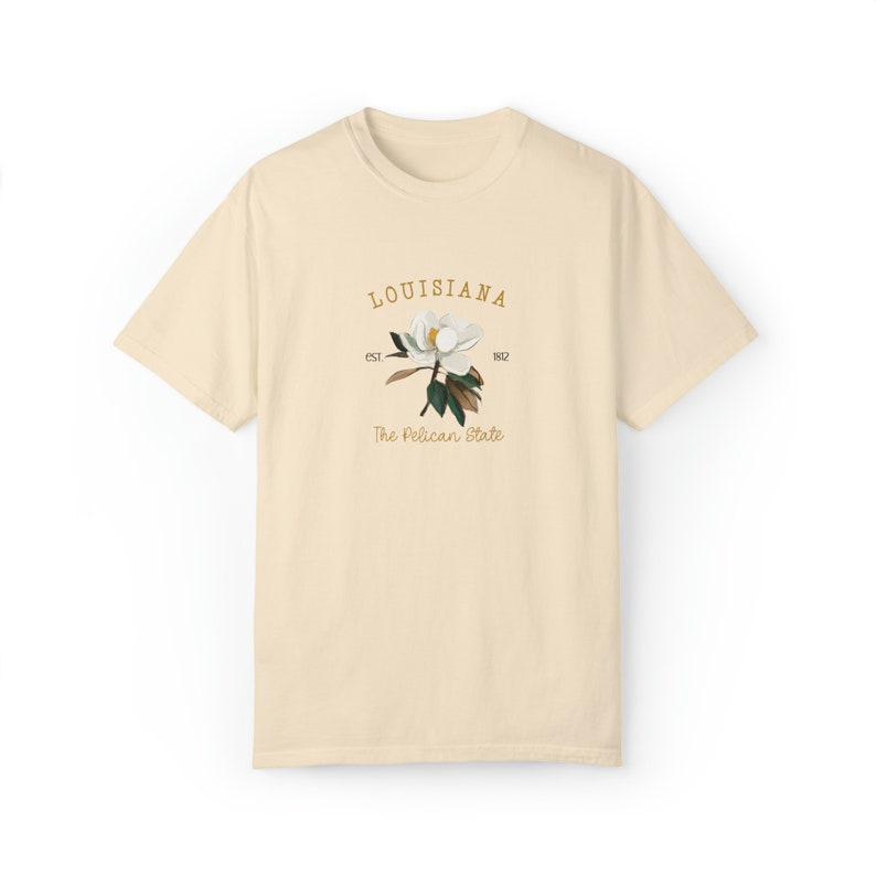 Louisiana State Flower Tee, Comfort Colors, Garment Dyed, Boho, Oversized, Vintage Tshirt; the pelican state image 4