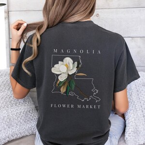 Louisiana State Flower comfort colors shirt; Magnolia flower tshirt; Louisiana State shirt; Louisiana outline shirt Pepper