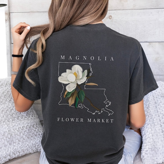 Louisiana State Flower comfort colors shirt; Magnolia flower tshirt; Louisiana State shirt; Louisiana outline shirt
