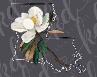 BUNDEL Louisiana State Flower PnG; Magnolia in staat PnG-bestand; vier bestanden (voor lichte of donkere achtergrond); Magnolia-bloemenmarkt