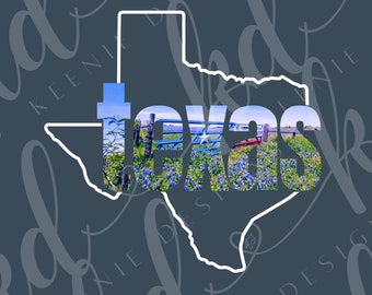 BUNDLE Texas State Flower PnG;  Bluebonnet png; Texas state flower inside TEXAS text PnG file; two files (for light or dark background)