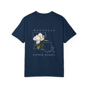 Louisiana State Flower comfort colors shirt; Magnolia flower tshirt; Louisiana State shirt; Louisiana outline shirt True Navy