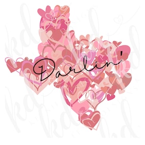 TWO Texas shaped Heart print PNG files; hearts in shape of Texas with Darlin inside; Texas valentine’s day PnG