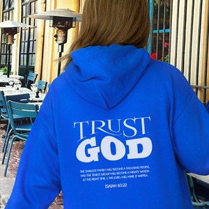 Moletom com capuz cristão Confie em Deus, moletom cristão, moletom com capuz de Jesus, moletom com capuz moderno, suéter com versículo da Bíblia, roupas estéticas, moletom com capuz estético