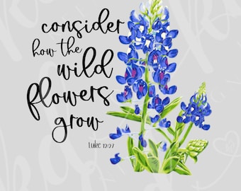 Texas State Flower PNG;  Bluebonnet png; bible verse Texas state flower PNG;