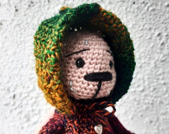 Edgar - the adorable crochet bear in colorful overall