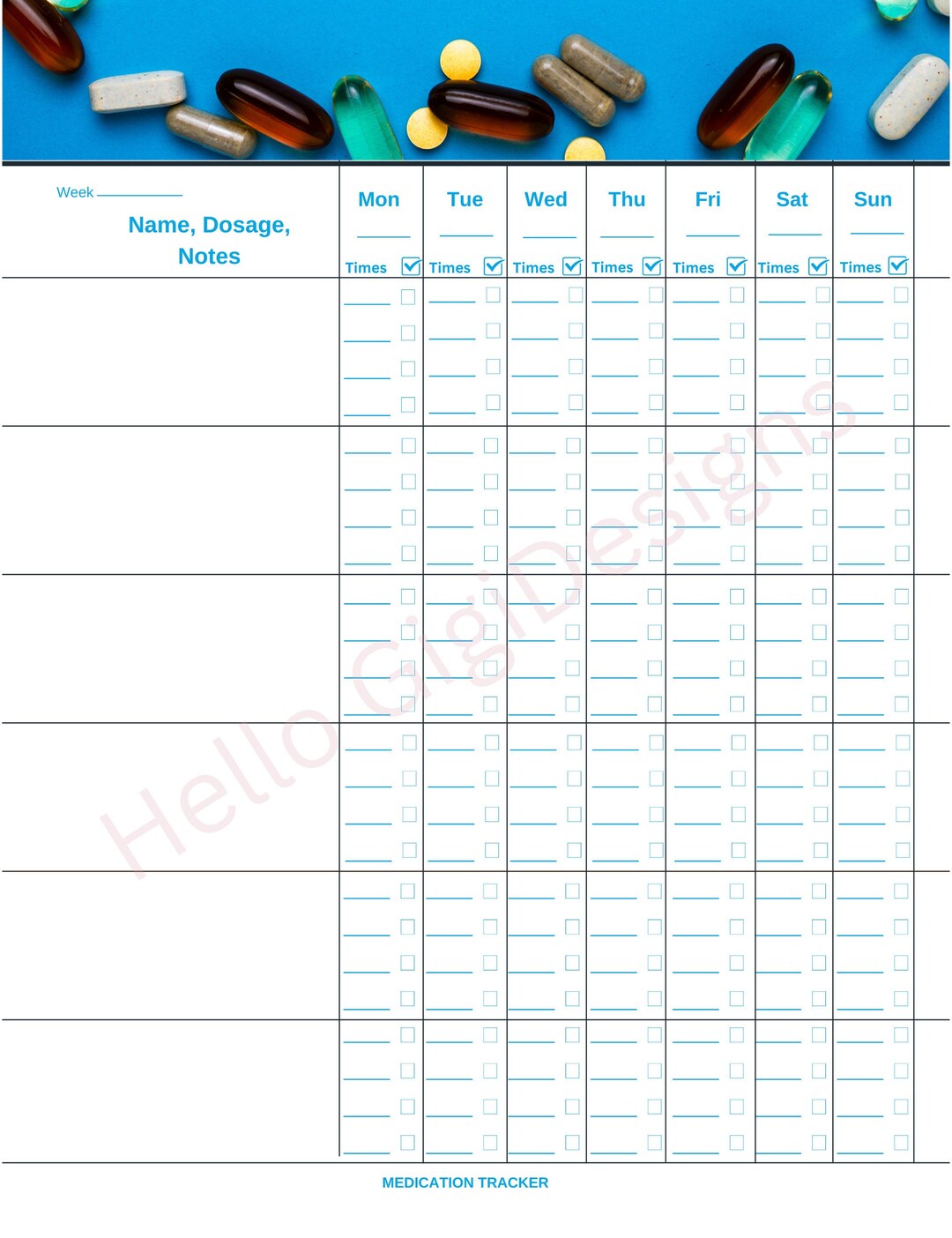 Daily Medication Tracker, Medicine Tracker, Medication Log, Digital ...