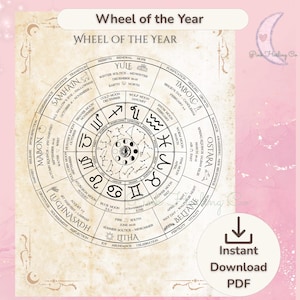 Rueda del Año, Carta del Sabbat Pagano para Brujas, Wiccanos y Libro de las Sombras: 4 versiones, Lunas llenas, Zodíaco y Elementos