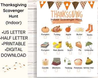 Scavenger Hunt, Fall Scavenger Hunt, Thanksgiving Scavenger Hunt, Scavenger Hunt Printable, Indoor Scavenger Hunt, Thanksgiving Activity