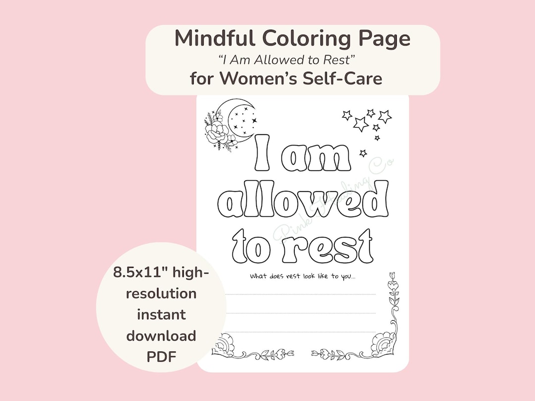 I Am Allowed to Rest Coloring Page PDF – Inner Child Healing, Self-care ...