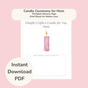 Trauer für den Verlust von Mama | Erinnerungskerzen-Seite mit Schreibfläche | Einfaches Heilritual | Beispielgebet enthalten | Heilen-Seite