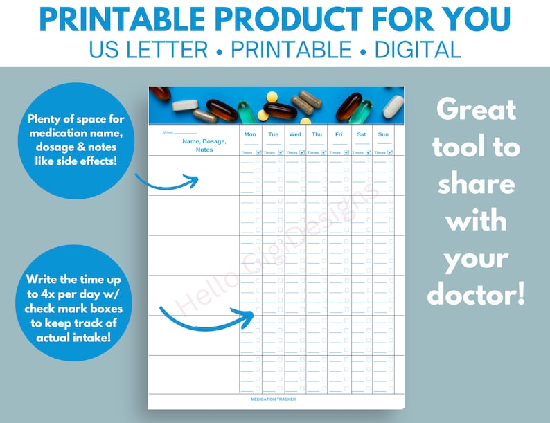 Daily Medication Tracker, Medicine Tracker, Medication Log, Digital ...