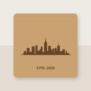 Toppa in pelle incisa al laser / Skyline della città e prefisso telefonico / Decorazione minimalista per la casa