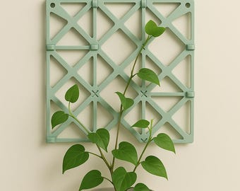 Modular Plant Trellis Panel – 3D Printed Wall-Mounted Vine Support | Set of 3 | Indoor Climbing Plant Decor