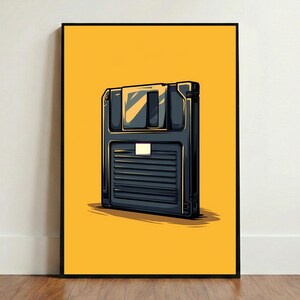 Floppy Disk Poster • Vintage 3.5" Diskette Art Print • Retro Tech Save Icon Sign • Geeky Office Wall Decor • Nostalgic Coder Gift
