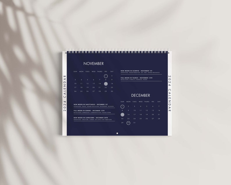 Moon Calendar 2024 New / Full Moon Astrology Planner Printable PDF