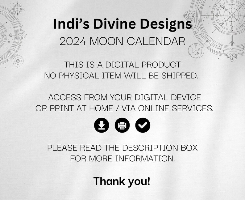 Moon Calendar 2024 New / Full Moon Astrology Planner Printable PDF