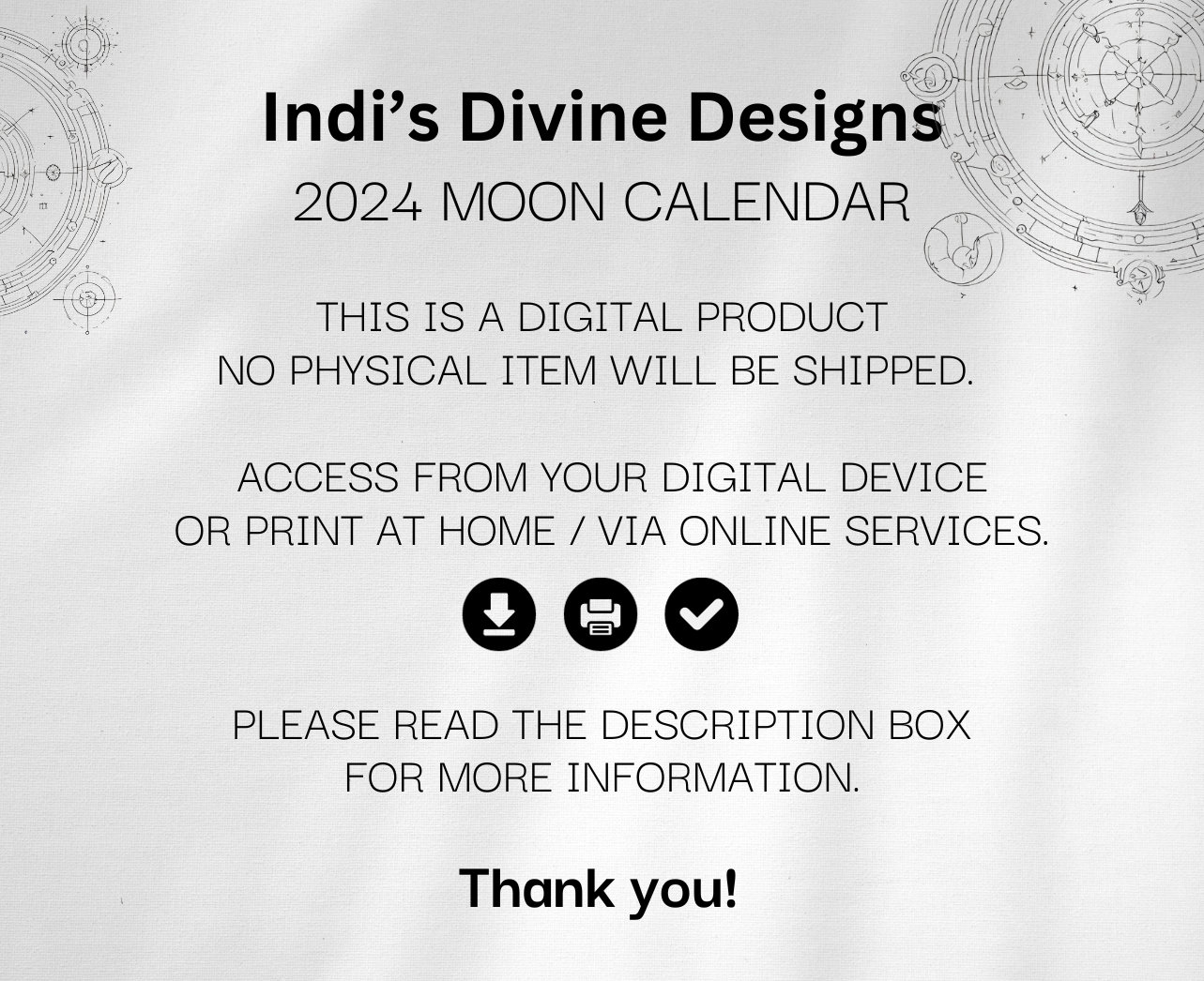 Moon Calendar 2024 New / Full Moon Astrology Planner Printable PDF