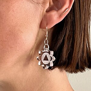 Sober Earrings - &quot;Flower Circle Engraved&quot;