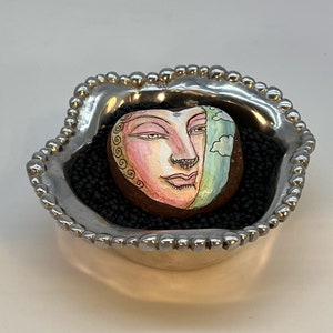 Hand Painted Stone - Enlightened Being Art, AA Recovery Pocket Stone, Sober Anniversary Customized