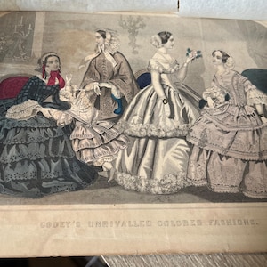 1850’s Godey’s Unrivaled Colored Fashions. 4 Hand-colored plates.