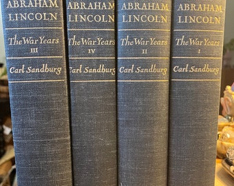 1939 1st ed. Abraham Lincoln: Die Kriegsjahre (Vier Bände, vollständig) von Carl Sandburg. 24 x 21 cm