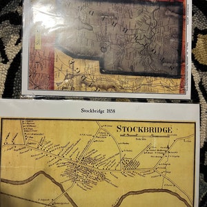 2 reimpresiones de mapas de Stockbridge, MA 1868