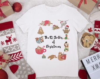 Camiseta feminina Slim Fit 12 preguiças de Natal