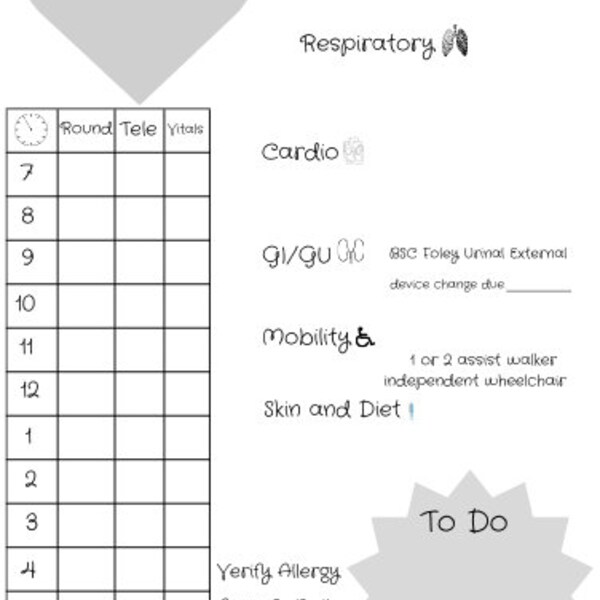 Nursing Report Sheet I - Etsy