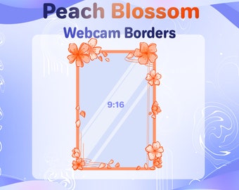 Peach Blossom Vertical Webcam Border for Twitch // 9:16 Peach Flowers Webcam Frames // Orange Blossoms OBS Twitch Webcam Overlay Frame